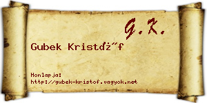 Gubek Kristóf névjegykártya