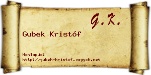 Gubek Kristóf névjegykártya